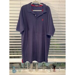 US Polo Assn 2XT Ultimate‎ Pique Navy Polo Shirt Red Logo Big Tall Casual Tee